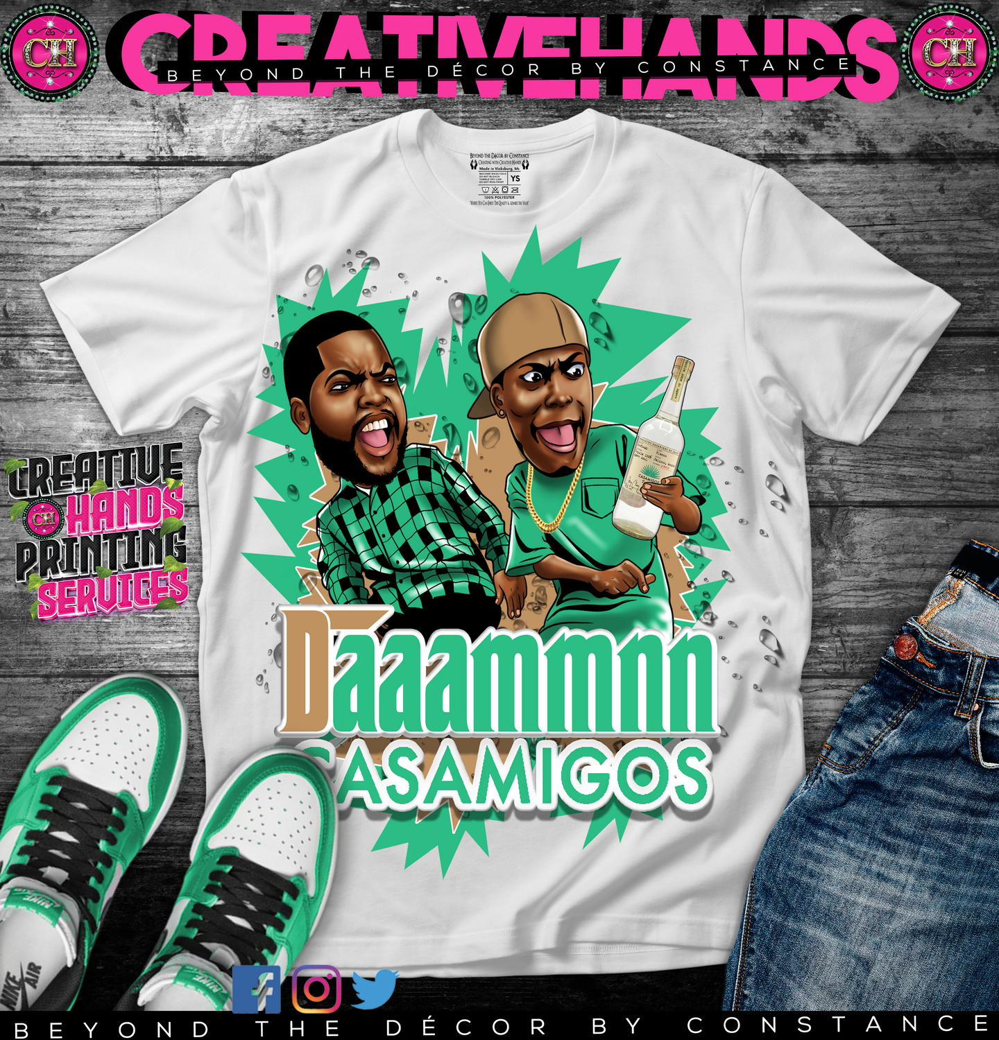 🍾Daaammnn🍾Oversized Print Design: Custom Tee Shirt- Short Sleeve