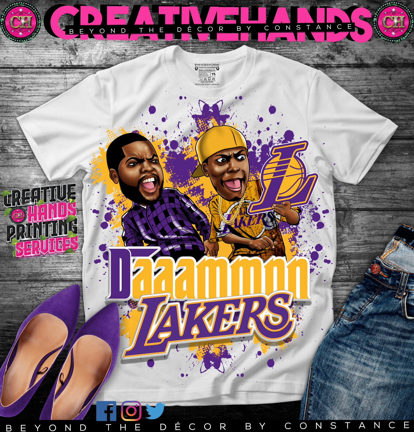 🏀Daaammnn🏀Oversized Print Design: Custom Tee Shirt- Short Sleeve