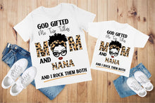 Load image into Gallery viewer, God Gifted Me Two Titles Center Print Design: Custom Tee Shirt- Short Sleeve (Any Design)
