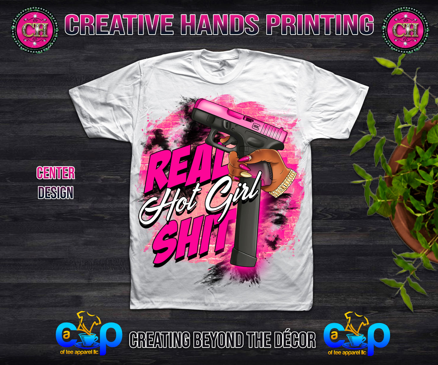 Real Hot Girl Sh$t Center Print Design: Custom Tee Shirt- Short Sleeve (Any Design)