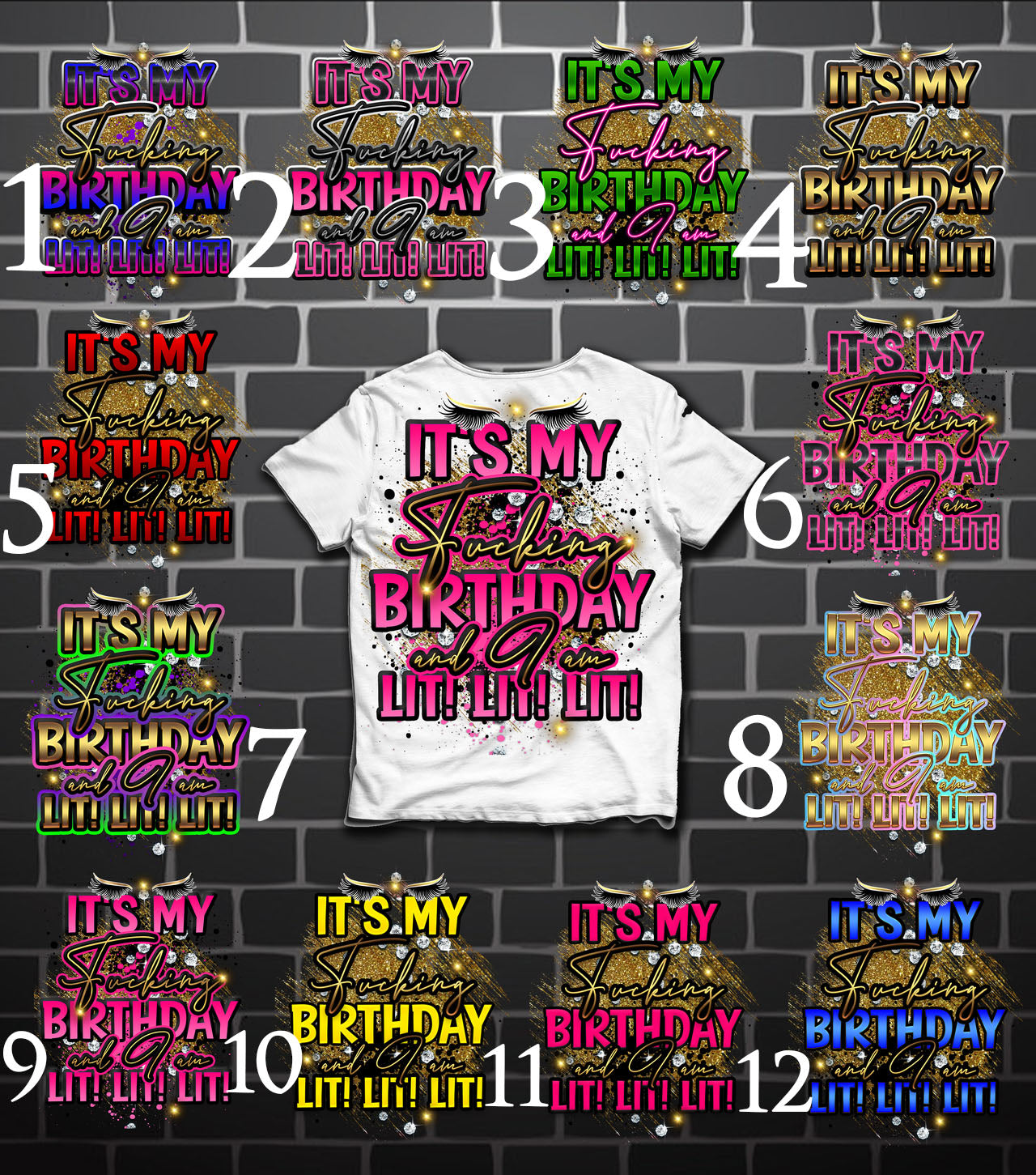 Lit Birthday Tee Shirt (Center Design)- Short Sleeve