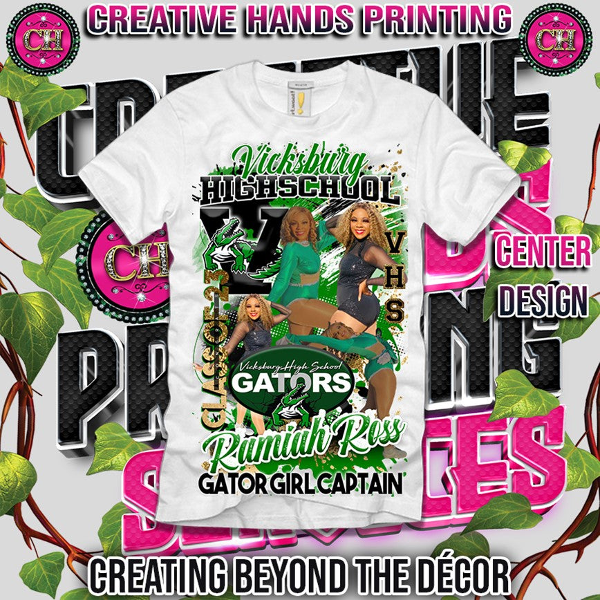 VHS GATORS Center Print Design: Custom Tee Shirt- Short Sleeve