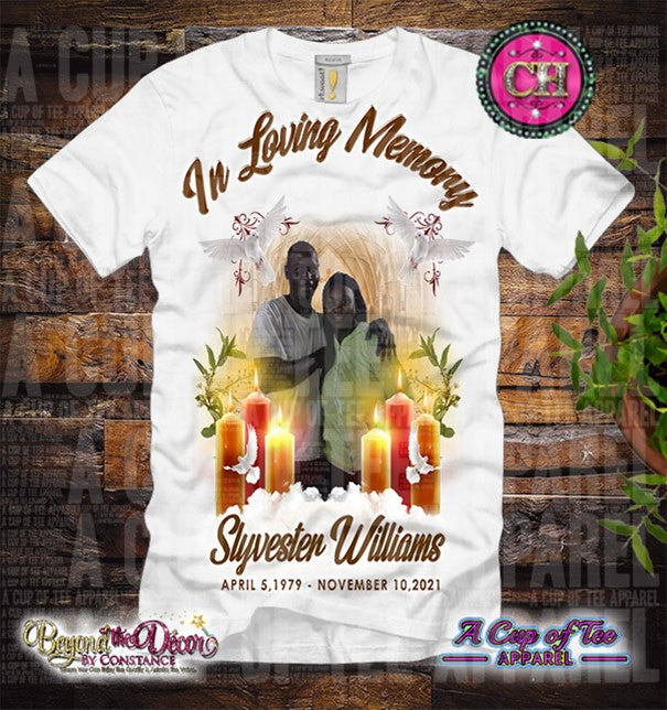 In Loving Memory Center Print Custom Tee Shirt- Short Sleeve